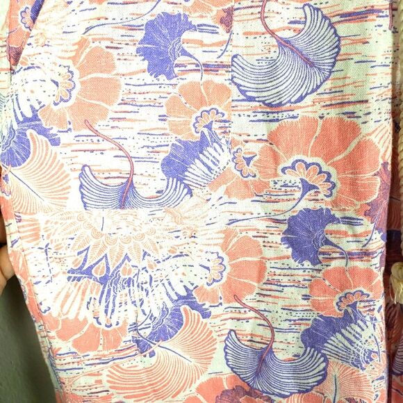 Women's Roxy Flax Linen Pink and Purple  Drawstring Relaxed Raw Hem Pants Sz LRG - Picture 4 of 14